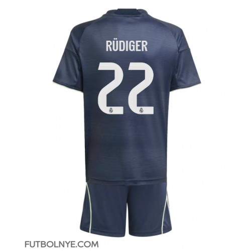 Camiseta Real Madrid Antonio Rudiger #22 Visitante Equipación para niños 2025-26 manga corta (+ pantalones cortos)